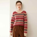 ニット レディース 秋冬 カシミヤ プルオーバー セーター ラウンドネック 長袖 トップス レトロ ジャガード編み 厚手 細見え 通勤 オフィス カジュアル