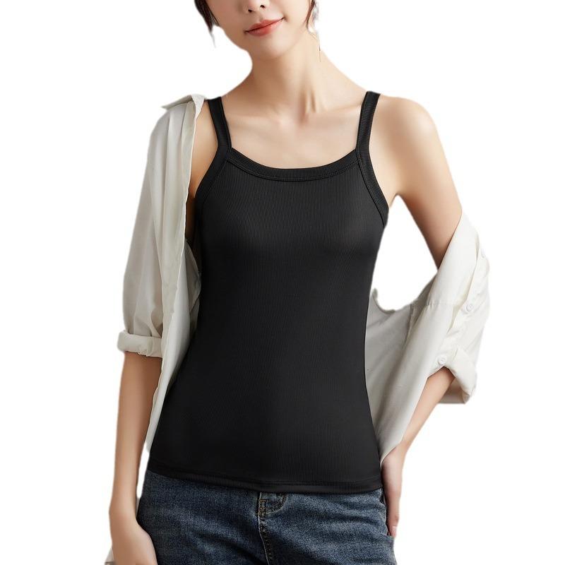 キャミソール レディース ニット ノースリーブ 白 接触冷感 太めストラップ ショート丈 スリムフィット 着痩せ効果 春夏 インナー トップス 一枚着 通勤 カジュアル 無地 背中見せ 高伸縮