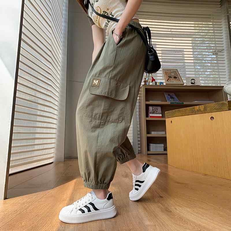 ボトムス レディース 春夏 韓国 性 個性的 ゆったり ジョガーパンツ 九分丈 ハイウエスト ハーレム風 ..