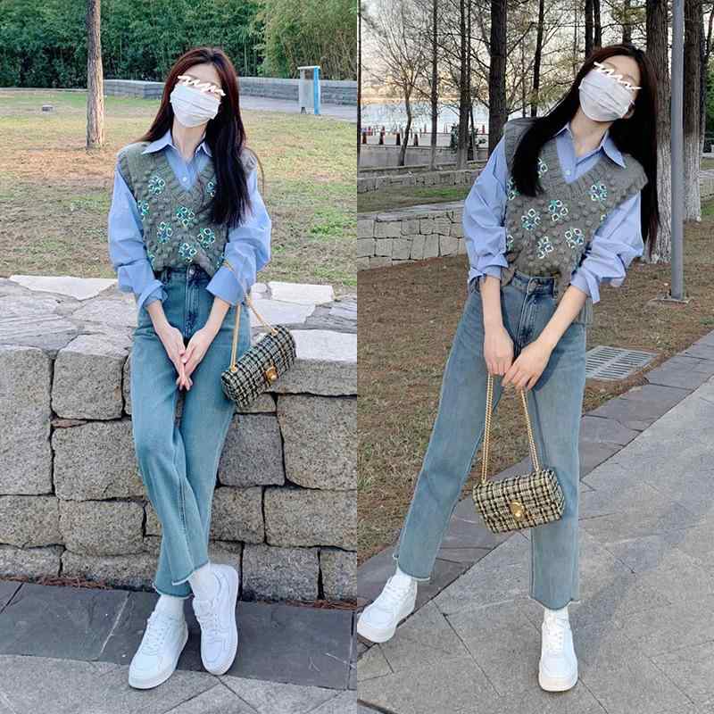 ベスト レディース 早春 刺繍 ニット Vネック プルオーバー ショート丈 塩系 大人カジュアル 高級感 ゆ..