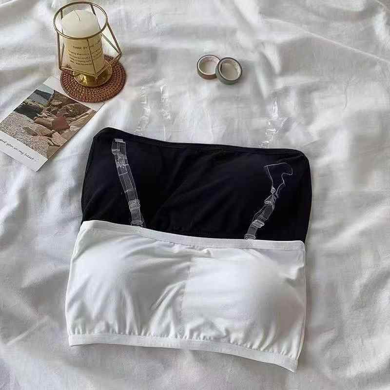 チューブトップ レディース 春夏 モダール 薄手 シームレス ストラップレス カップ付き 透け防止 滑り止め 美背 ショート丈 インナー 無地 伸縮性 通勤