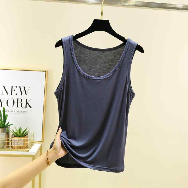 タンクトップ レディース モダール 無地 Uネック インナー ノースリーブ シンプル スリム 細身 大きいサイズ 薄手 ストレッチ 春夏 マカロンカラー カットソー 肌着 普段使い カジュアル