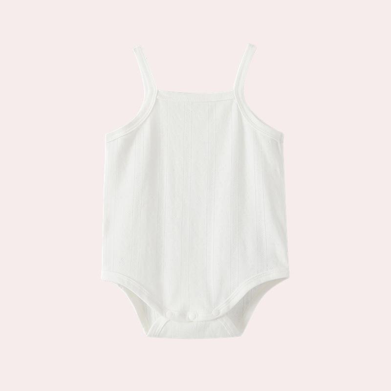 ロンパース ベビー 綿 無縫製 薄手 タンクトップ ノースリーブ 肌着 冷房対策 パジャマ ルームウェア ..