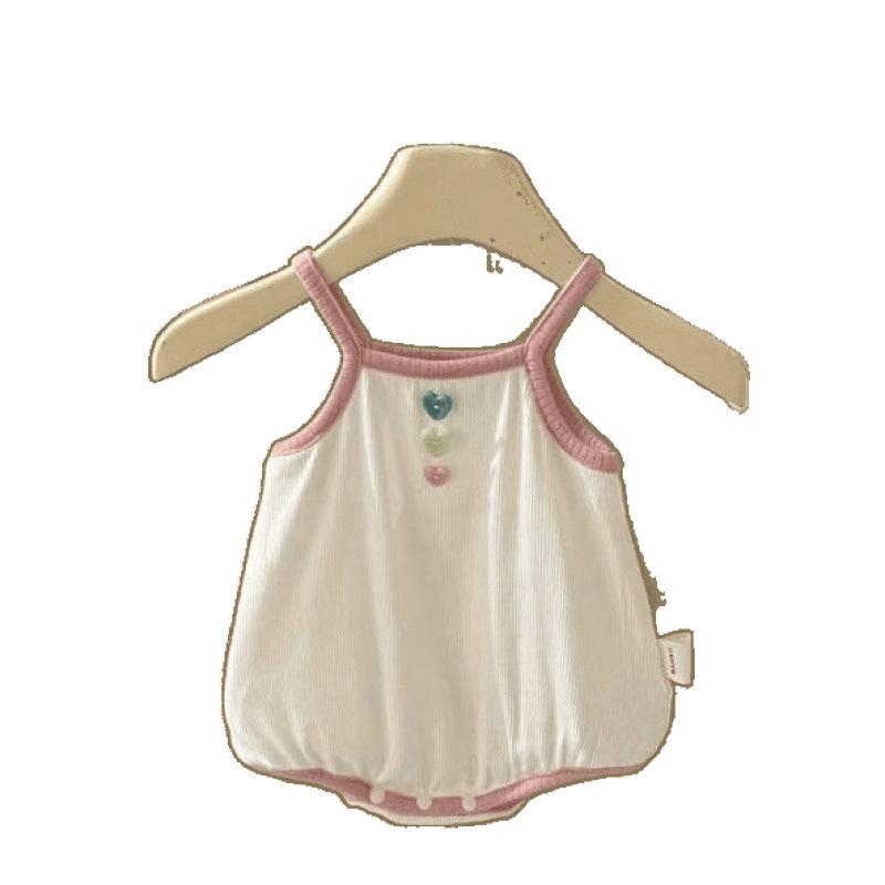 ロンパース 女の子 ベビー 赤ちゃん 夏物 薄手 ノースリーブ 再生繊維 オフホワイト カバーオール 連体肌着 伸縮性 吸湿速乾 快適 かわいい 1歳 2歳 3歳 幼児