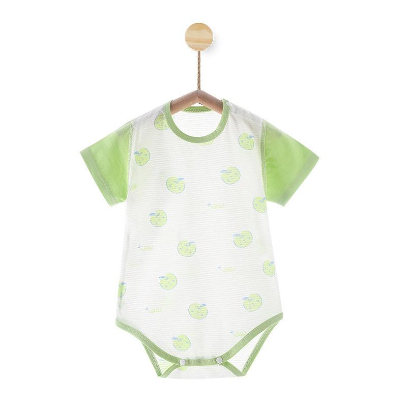 ロンパース ベビー 新生児 0-3ヶ月 半袖 夏 綿 コットン 通気性 肌に優しい 縫い目なし トライアングル..