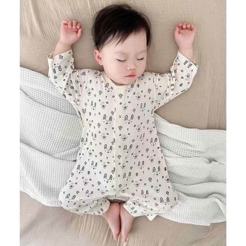 ロンパース ベビー 幼児 カバーオール 春夏 長袖 モダール 接触冷感 薄手 ソフト 吸湿速乾 パジャマ 部屋着 ルームウェア 寝間着 男女兼用 緑 紫 白