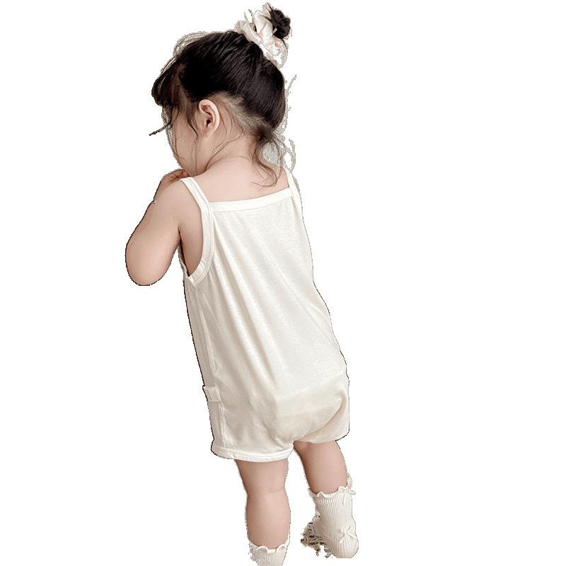 ロンパース カバーオール ベビー 女の子 夏 モダール 再生繊維 キャミソール ノースリーブ 薄手 軽量 接触冷感 ストレッチ 伸縮性 通気性 吸湿速乾 かわいい 韓国 ハート柄 普段使い 部屋着