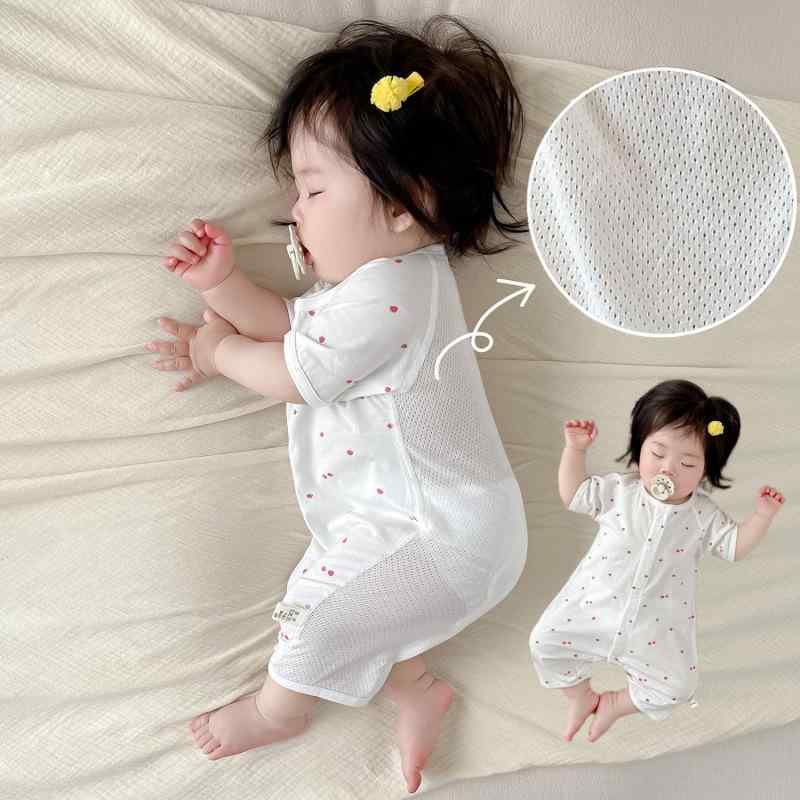 ベビー服 ロンパース カバーオール 赤ちゃん用 夏 薄手 半袖 綿 メッシュ 通気性 吸湿速乾 涼しい パジャマ 寝巻き 新生児 快適 お部屋着 シンプル やわらか