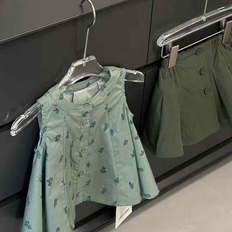 ブラウス 女の子 ベビー 小花柄 かわいい ゆったり ルーズ ノースリーブ ベスト風 カジュアル 春夏 グ..