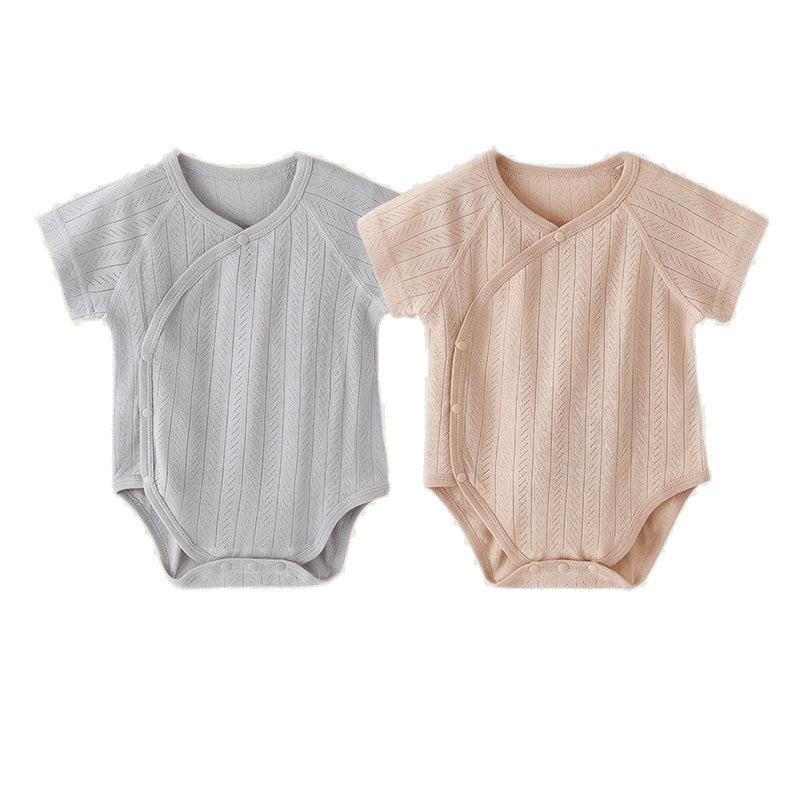 ロンパース ベビー 男の子 女の子 夏 薄手 半袖 三角 通気性 吸湿速乾 パジャマ ねんね着 部屋着 普段使い 綿 モダール 抗菌 肌着 シンプル