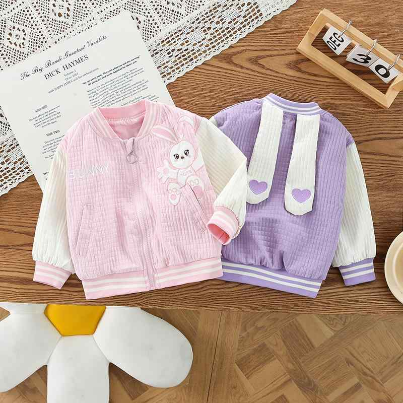 ジャケット 女の子 ベビー 女児 スタジャン うさぎ 耳付き ハート柄 キャラクター カジュアル アウター..