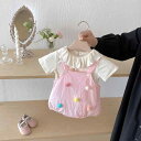 ベビー 女の子 半袖 Tシャツ サロペット セットアップ 夏 薄手 かわいい シンプル おしゃれ カジュアル 普段着 お出かけ着 ルームウェア 柔らかい 綿