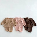 キッズ 女の子 秋 韓国 綿 無地 裾フリルトップス ロングパンツ 上下セット プリンセス かわいい 着回し 普段使い