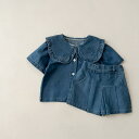キッズ 女の子 デニムセットアップ 春夏 韓国 おしゃれ 2点セット 半袖トップス デニムスカート風ショートパンツ 綿素材 柔らかい 薄手 カジュアル 普段使い