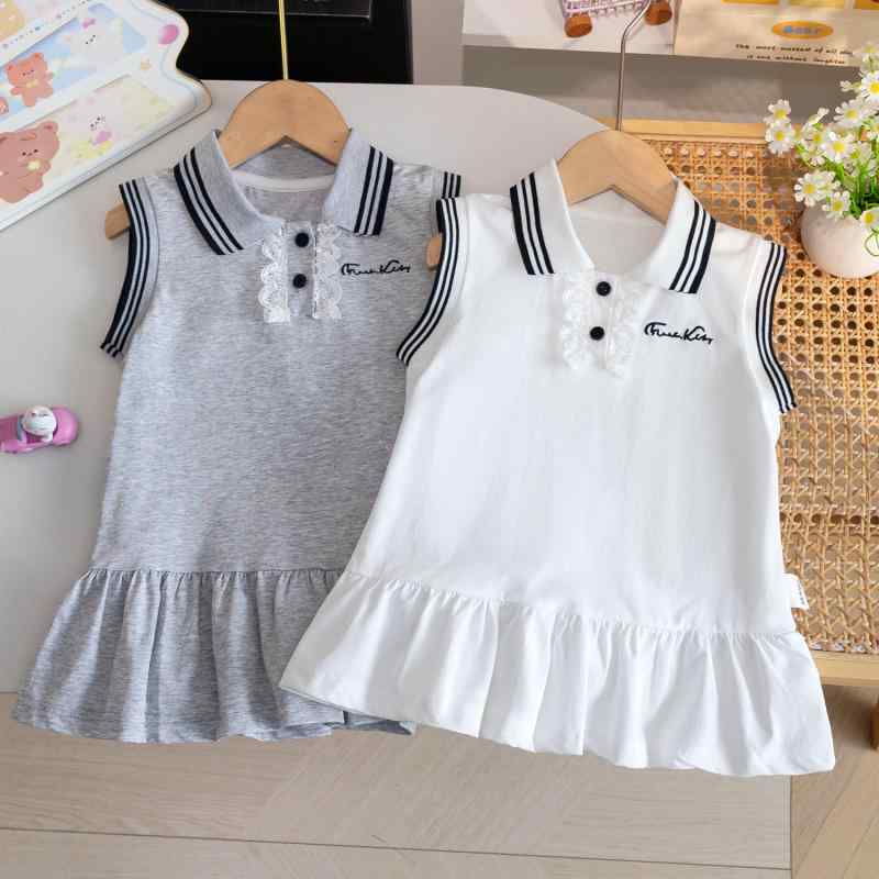 ワンピース ベビー 女の子 幼児 ポロ ノースリーブ レース 刺繍 プリンセスドレス 韓国 シンプル かわ..