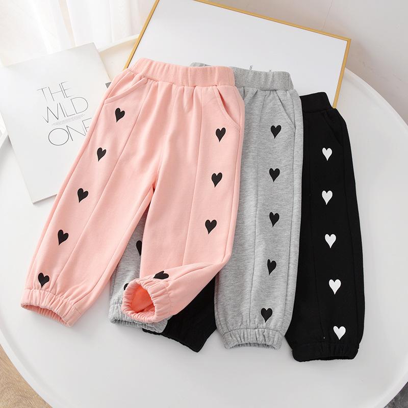 スウェットパンツ 女の子 キッズ ベビー ハート柄 ゆったり ルーズ 綿 コットン 長ズボン 春秋 韓国 お..