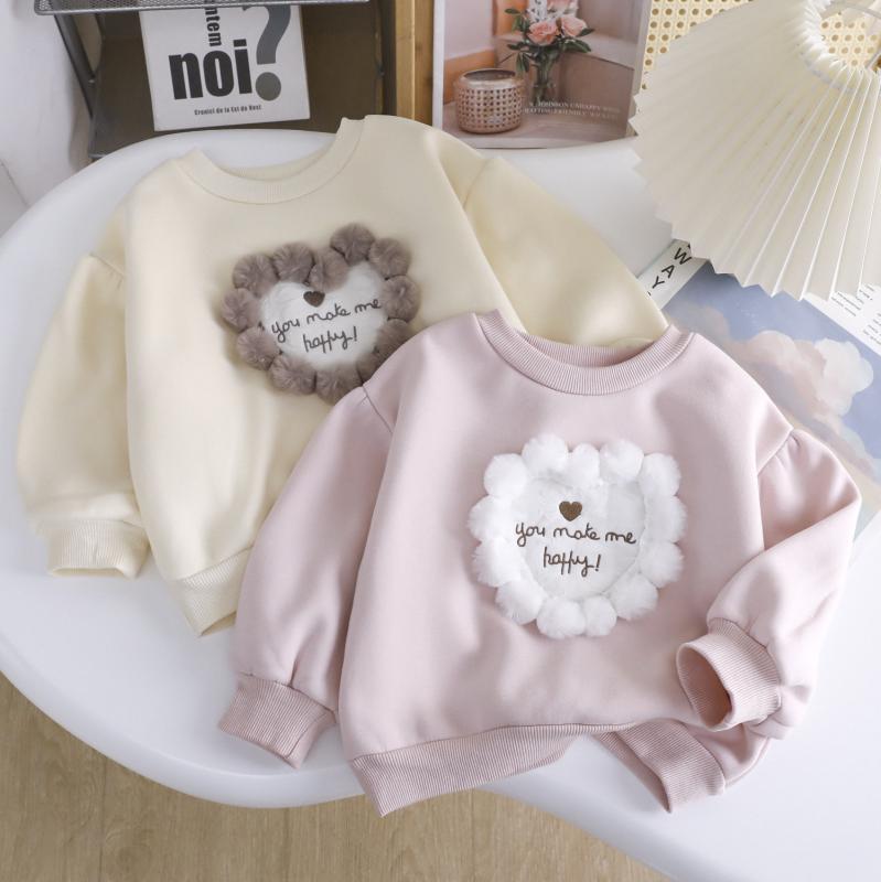 トレーナー スウェット ベビー 女の子 裏起毛 厚手 ハート柄 かわいい カジュアル 着回し 普段使い 綿 ..