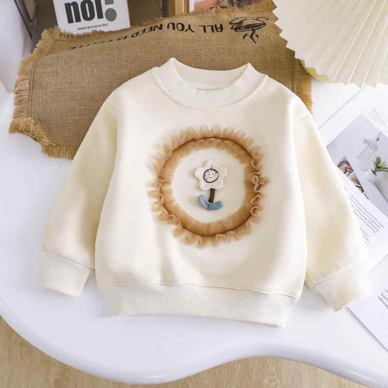 トレーナー 女の子 キッズ 秋冬 ラウンドネック 花柄 長袖 綿 裏起毛 厚手 保温性 ゆったり ルーズシル..