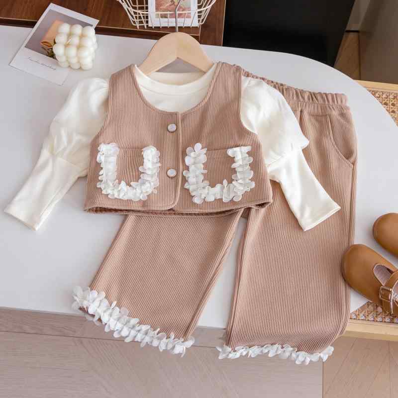 セットアップ 女の子 ベビー キッズ 子供 秋冬 おしゃれ シック 韓国ファッション 上品 ベスト ジレ ワ..