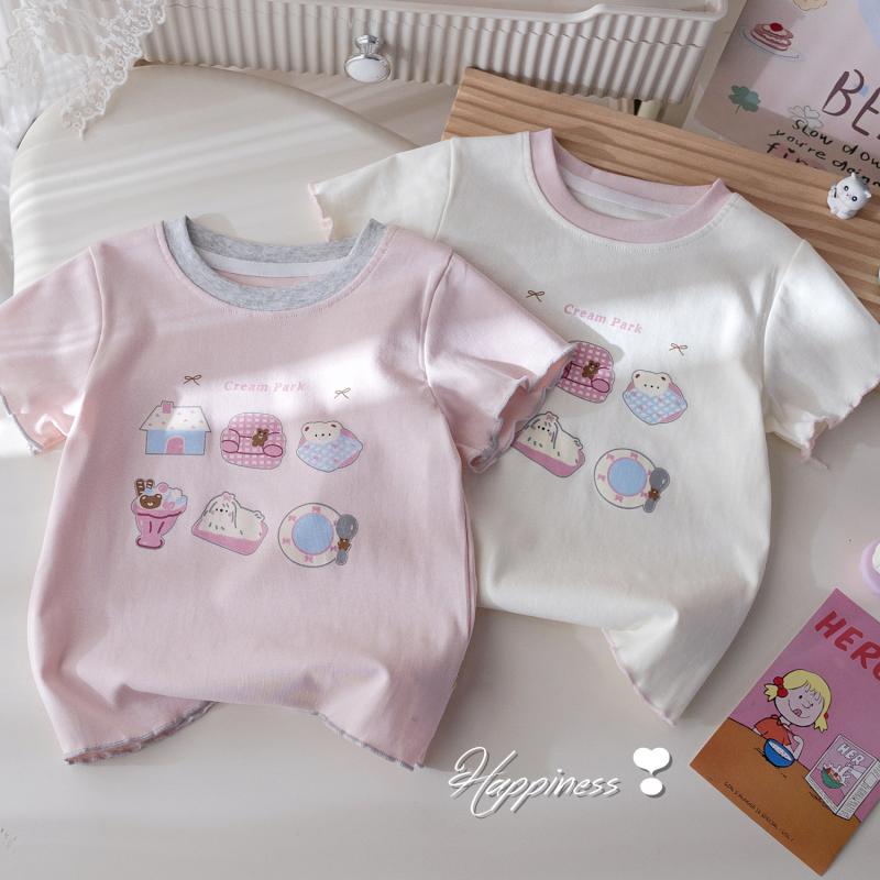 Tシャツ 女の子 女児 半袖 春夏 カートゥーンプリント キャラクター フリル メロウフリル おしゃれ ト..