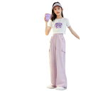 パンツ キッズ 女の子 ジュニア ピンクパープル 防蚊 接触冷感 薄手 ワイド カーゴ 春夏 ポリエステル 韓国 ストリート カジュアル ポケット付き リラック...