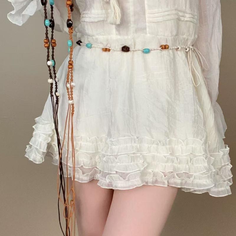 ウエストベルト レディース ボヘミアン エスニック 民族調 手編み ハンドメイド フリンジ タッセル 細..