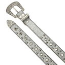 ベルト レディース 女性用 PUレザー 細身 ピンバックル キラキラ ラインストーン パンク ストリート系 サブカル ギャル 個性的 ウエストマーク