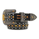 ベルト レディース 満載ラインストーン 花モチーフバックル ピンバックル PUレザー 合金 ヒップホップ パンク ルーズ 幅広 カジュアル ジェンダーレス