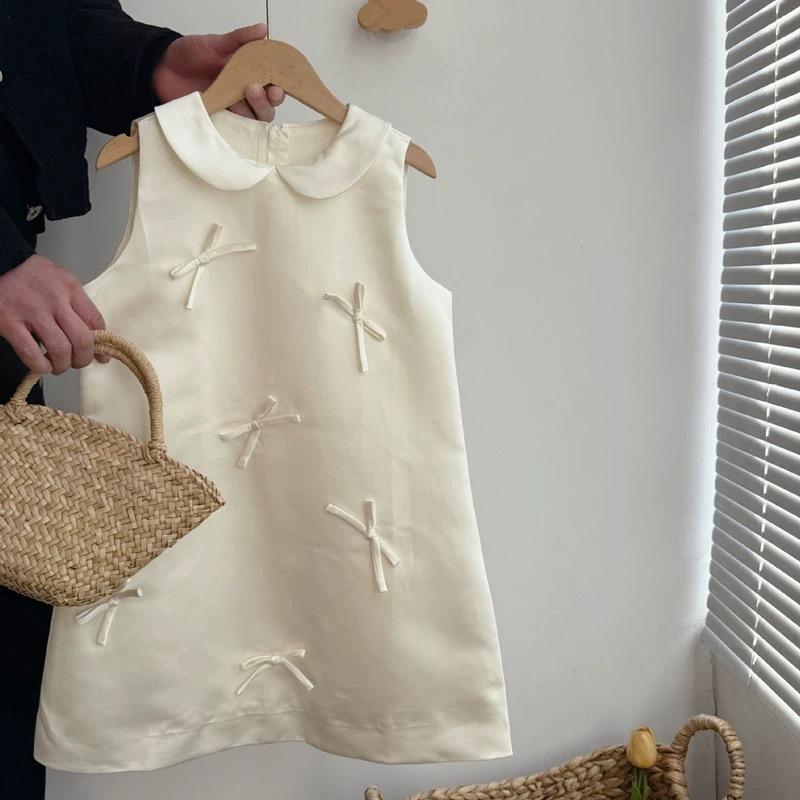 ドレス ベビー 女の子 キッズ 誕生日 発表会 結婚式 フォーマル お呼ばれ リボン ピーターパンカラー 襟付き プリンセスワンピース かわいい オフホワイト ポリエステル ナイロン 春夏