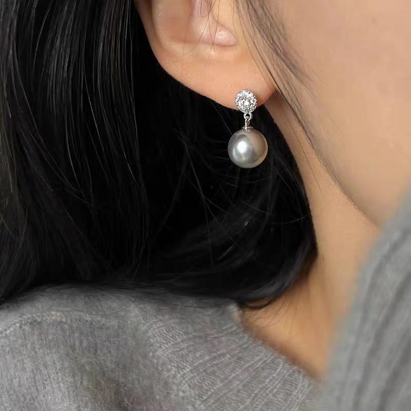 ピアス レディース フレンチシック 高級感 マイクロパヴェ ジルコニア パール スタッドピアス シンプル..