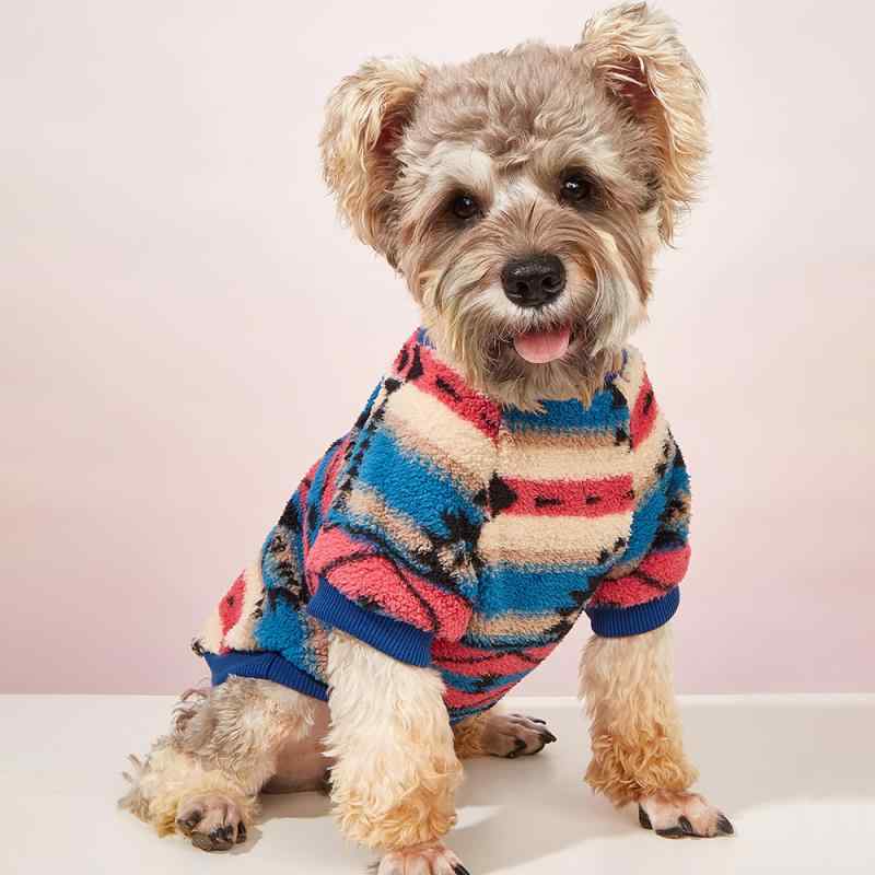ペット服 犬 猫 小型犬 中型犬 秋冬用 かわいい おしゃれ インスタ映え ボーダー柄 フリース トレーナ..