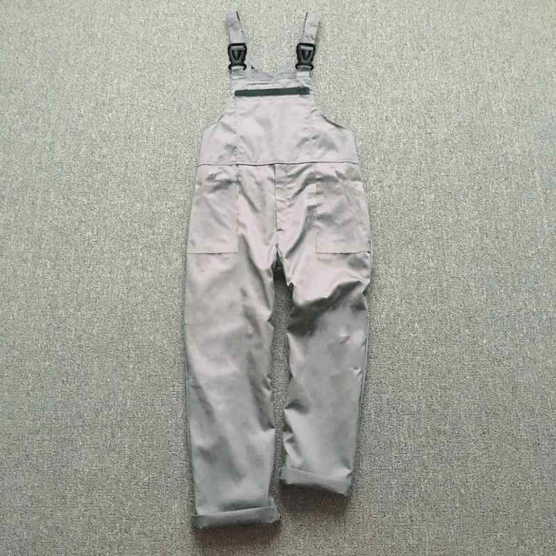 オーバーオール 男性用 綿 コットン 吸湿速乾 ゆったり ルーズフィット 多ポケット カーゴパンツ ワー..