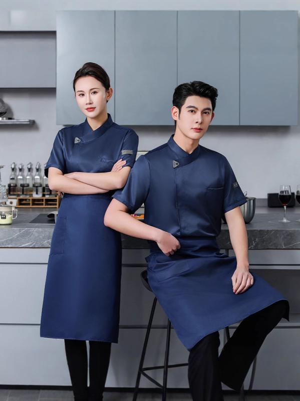 コックコート メンズ 春夏 薄手 通気性メッシュ 吸湿速乾 半袖 ホテル レストラン 飲食店 厨房 ベーカリー ステーキ店 調理服 シェフ服