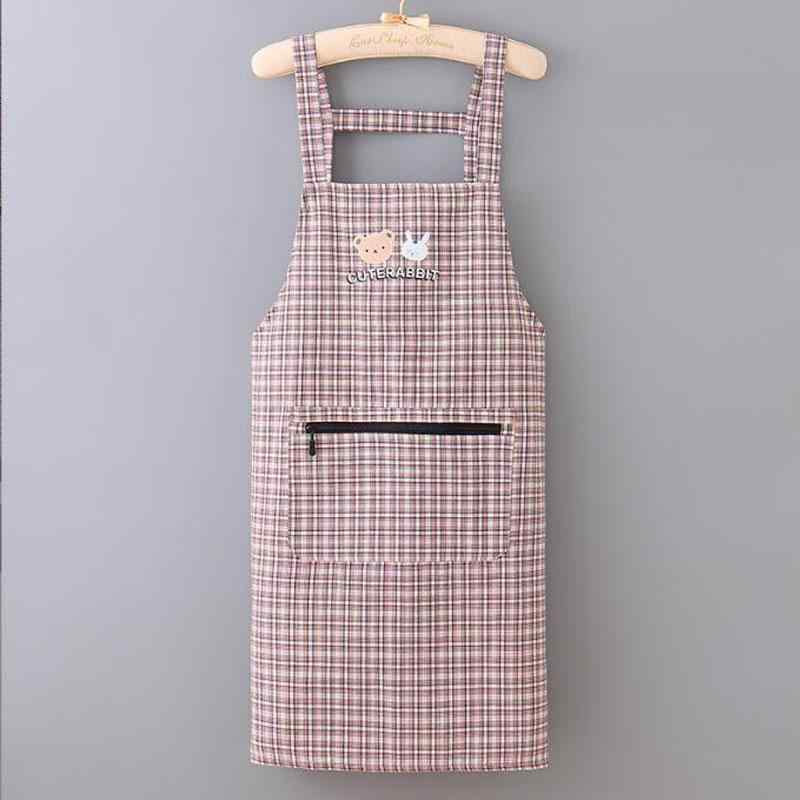 エプロン レディース メンズ 韓国 シンプル 綿 コットン 家庭用 業務用 作業服 キッチン 料理 撥水撥油 防汚 汚れにくい 速乾 お手入れ簡単 袖なし ストライプ チェック柄 春夏