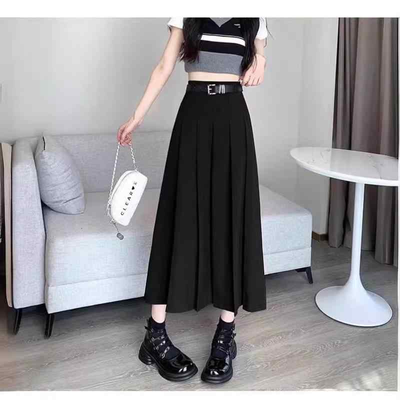 ロングプリーツスカート レディース 上品 エレガント ハイウエスト Aライン マキシ丈 着痩せ効果 無地 綿 コットン グレー 春夏 通勤 オフィス カジュアル