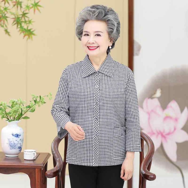 シャツ レディース シニア 女性用 60代 70代 チェック柄 薄手 トップス アウター 羽織り 春夏 カジュア..