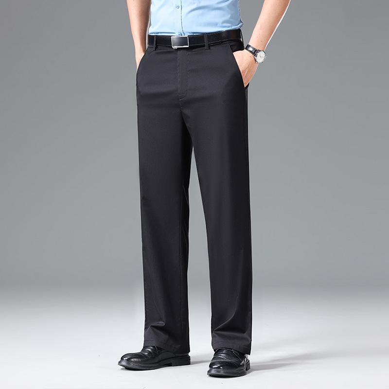 スラックス メンズ 男性用 ビジネス カジュアルパンツ スーツパンツ 春夏 薄手 ストレッチ 伸縮 接触冷感 吸湿速乾 ゆったり ストレート 直筒 コットン 綿 イージーケア 通勤 オフィス 普段使い ズボン ボトムス