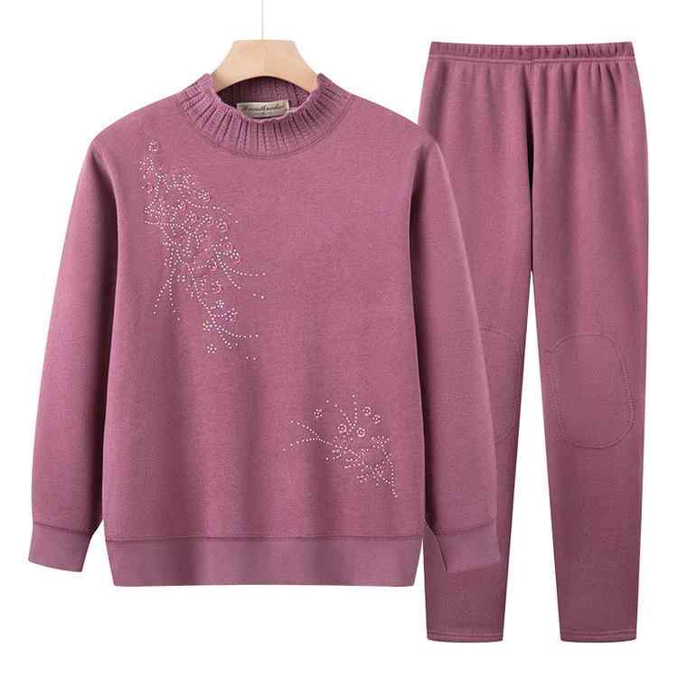 インナー レディース 高齢者 シニア ママ 秋冬 裏起毛 厚手 保温 あったか 防寒 上下セット ゆったり ルームウェア 快適 肌着 長そで 長ズボン