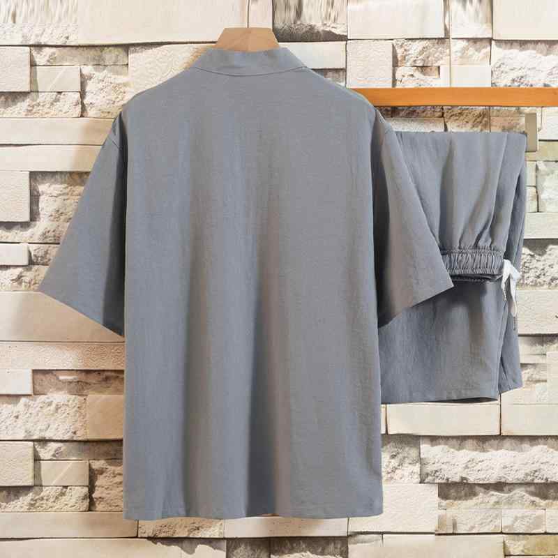 Tシャツ ショートパンツ セットアップ メンズ 春夏 カジュアル スポーツウェア 中国風 ゆったり 快適 半袖 半ズボン ルームウェア ポリエステル素材