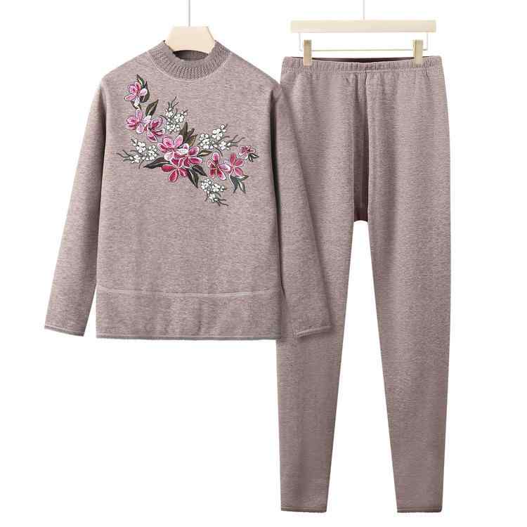 ルームウェア レディース シニア あったか インナー 上下セット 秋冬 花柄 総柄 ゆったり リラックス 保温 裏起毛 女性用 高齢者 ミセス おばあちゃん ママ 部屋着 普段使い 長袖 長ズボン