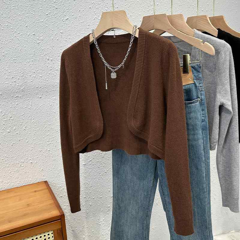 カーディガン レディース 女性用 長袖 薄手 ニット ショート丈 UVカット 羽織り ボレロ 夏 トレンド き..