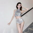 ダンスウェア レディース シルバー スパンコール ベスト ショートパンツ セットアップ セクシー ステージ衣装 演出服 ライブ クラブ DJ ゴーゴー ジャズダ...