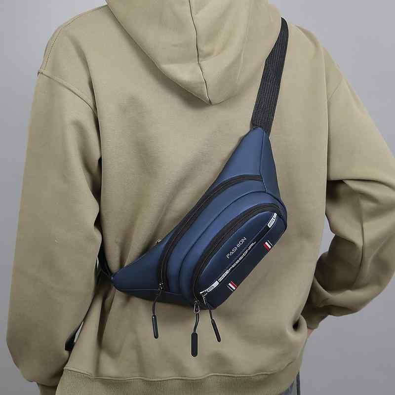 ウエストバッグ メンズ ボディバッグ ランニング ジョギング 作業用 仕事用 スマホ収納 大容量 多機能 耐久性 丈夫 斜め掛け PUレザー ウォレット ブラック グレー ダークブルー(4)