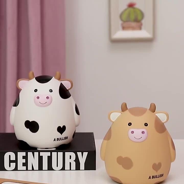 貯金箱 キッズ 子供用 牛 ウシ 樹脂製 カートゥーン キャラクター かわいい 萌え コイン 硬貨 貯金 プ..