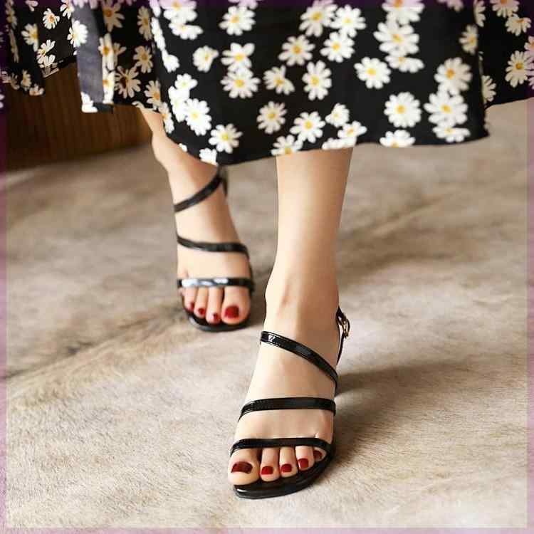 サンダル レディース 大きいサイズ ミドル太ヒール オープントゥ 3-5cm 安定感 歩きやすい フェミニン 普段使い デイリー ラバーソール ブラック ピンク ベージュ ホワイト 春夏