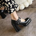 メリージェーン パンプス レディース 厚底 ストーム 超高ヒール スクエアトゥ ワンストラップ エナメル PUレザー ゴム底 レトロ 普段使い 通気性 耐摩耗性 春夏秋