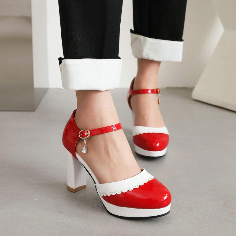 サンダル レディース 白 PUレザー ハイヒール オープントゥ チャンキーヒール アンクルストラップ サイ..