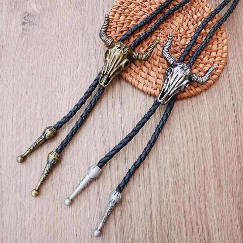 ネックレス メンズ カウスカル ペンダント レザー ロング ストリート ロック ヴィンテージ風 亜鉛合金製 電気メッキ加工 スネークチェーン アンティーク調 ユニセックス 春夏