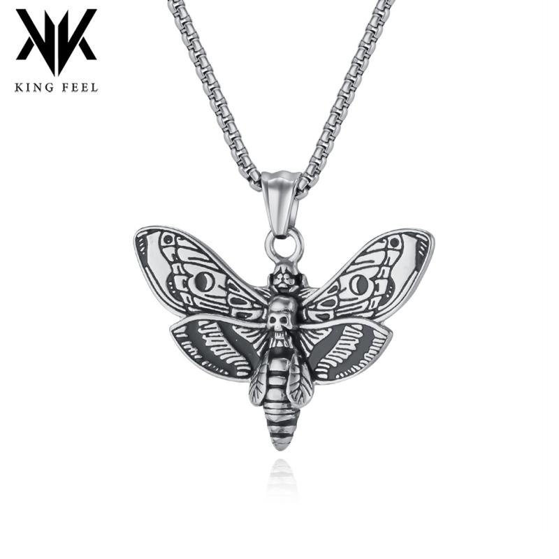 ネックレス メンズ ダーク ヒップホップ スカル ドクロ バタフライ チタン鋼 ペンダント 個性的 ユニー..