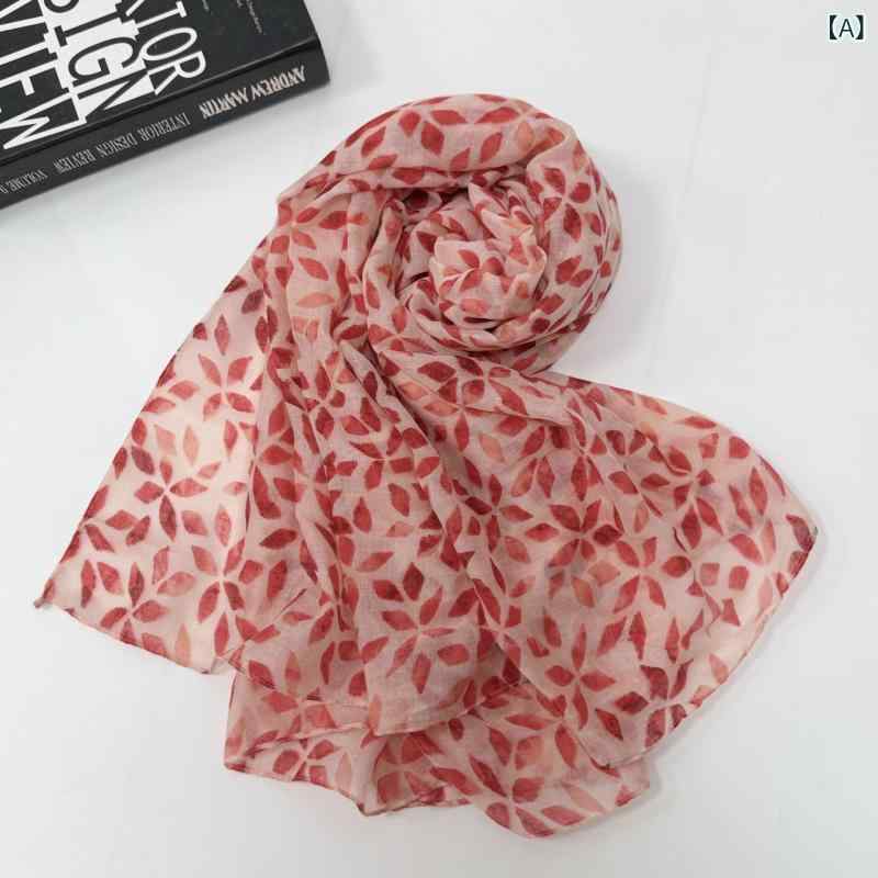 スカーフ ショール 女性用 おしゃれ カジュアル 薄手 柔らかい 綿 ポリエステル プリント ロング 日よ..